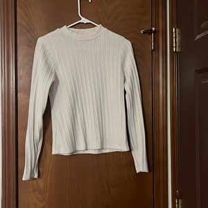 long sleeve rib knit shirt cream XL